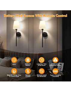 Juego de Apliques de Pared Inalámbricos Lightania 2 Unidades 2
