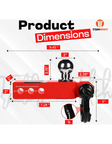 Enganche de Remolque TITANMIGHT 2" con Gancho 30,000 lbs