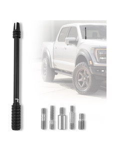 Antena de Camión RECON 10" Negra de Aluminio con Adaptadores