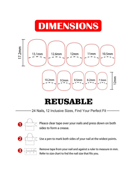24 Uñas Postizas Cortas Dulyork Negras Moradas Degradado