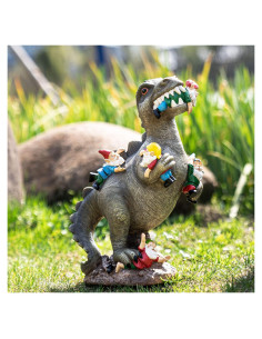 Estatua de Gnomo Dinosaurio SOWSUN 35.6 cm Jardín Decoración