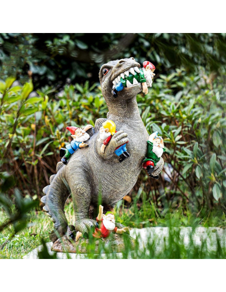 Estatua de Gnomo Dinosaurio SOWSUN 35.6 cm Jardín Decoración