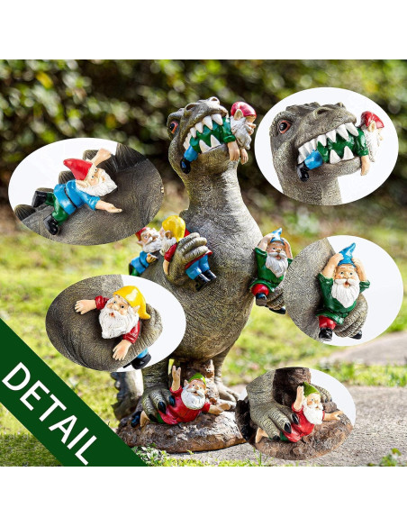 Estatua de Gnomo Dinosaurio SOWSUN 35.6 cm Jardín Decoración
