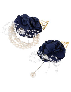 Coronas de Muñeca AUEAR 2 Pcs Azul Oscuro para Bodas y Fiestas