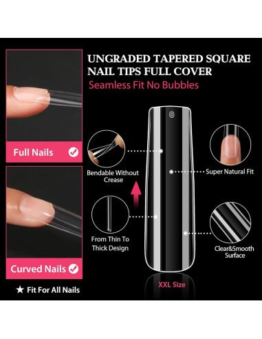 Consejos de Uñas de Gel Cuadrados XXL 216 PCS UNA GELLA