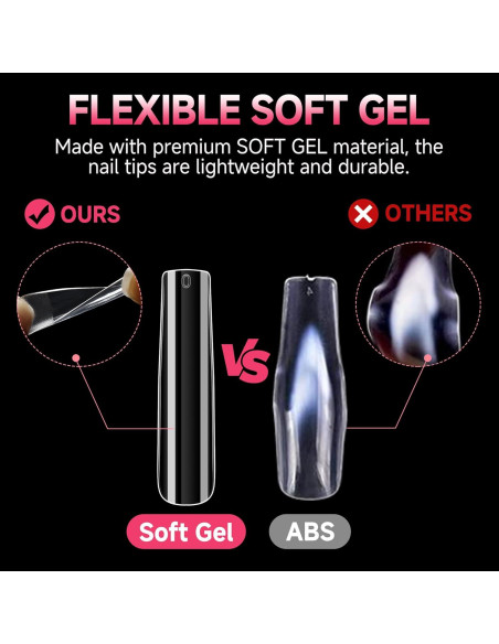 Consejos de Uñas de Gel Cuadrados XXL 216 PCS UNA GELLA