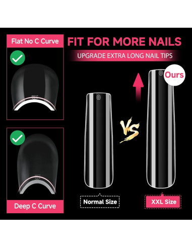 Consejos de Uñas de Gel Cuadrados XXL 216 PCS UNA GELLA