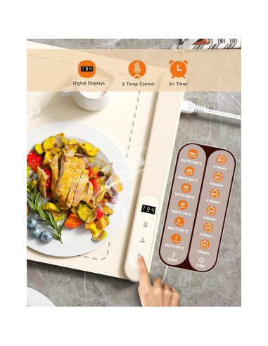 Alfombrilla Calentadora de Comida PEISAINOX 500W 6 Temperaturas