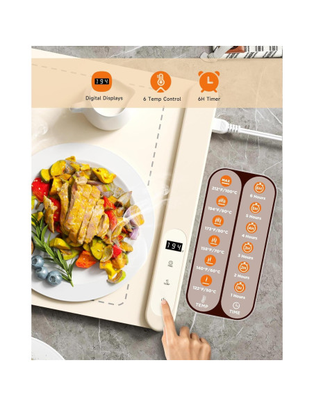 Alfombrilla Calentadora de Comida PEISAINOX 500W 6 Temperaturas Alfombrilla Calentadora de Comida PEISAINOX 500W 6 Temperaturas