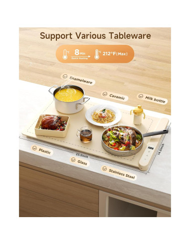 Alfombrilla Calentadora de Comida PEISAINOX 500W 6 Temperaturas