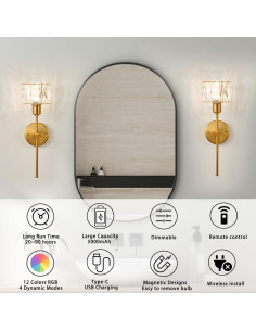Apliques de Pared Inalámbricos BCGMYLN con Luz LED RGB 12 Colores 2