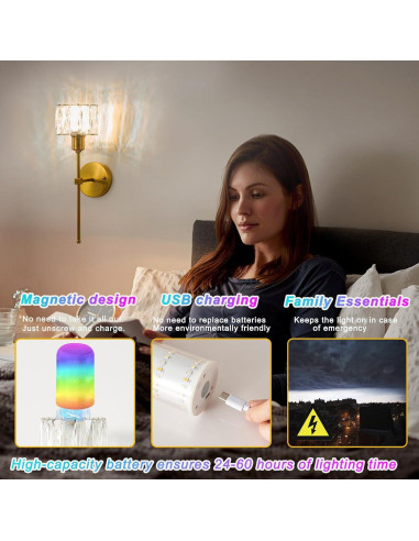 Apliques de Pared Inalámbricos BCGMYLN con Luz LED RGB 12 Colores