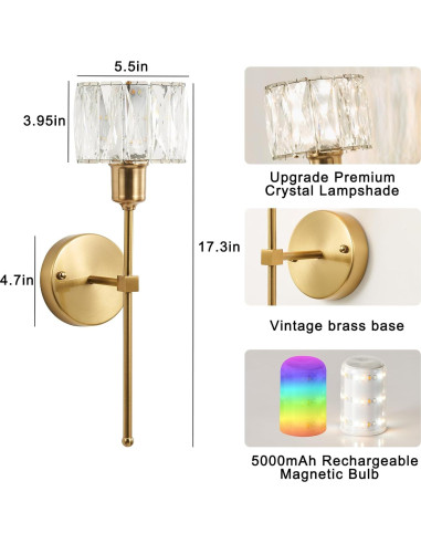 Apliques de Pared Inalámbricos BCGMYLN con Luz LED RGB 12 Colores