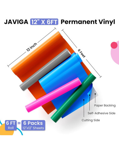 Vinilo Adhesivo Brillante Negro JAVIGA 12x1.83m para Cricut