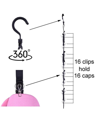 Soporte Organizador de Gorras NOASUNG con 16 Clips Acero Inoxidable