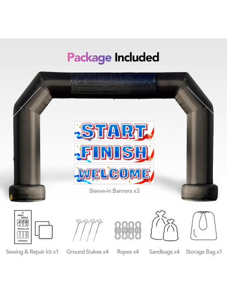 Arco Inflable Poligonal Wellcomer 6.1m Negro con Ventilador