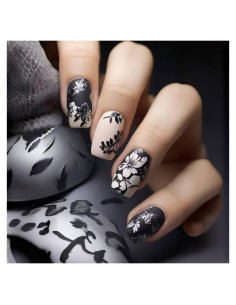 24 Uñas Postizas Acrílicas OCOUYVD Diseño Gradiente Flor