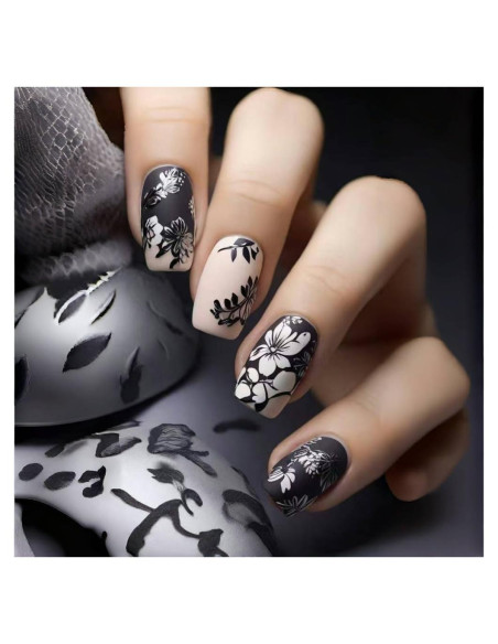 24 Uñas Postizas Acrílicas OCOUYVD Diseño Gradiente Flor