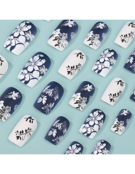 24 Uñas Postizas Acrílicas OCOUYVD Diseño Gradiente Flor