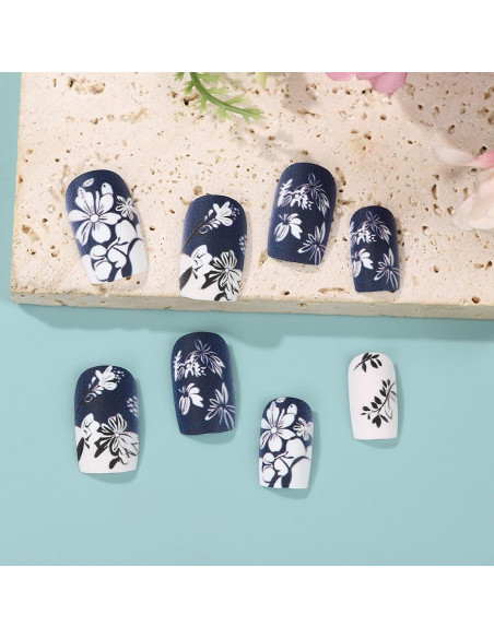 24 Uñas Postizas Acrílicas OCOUYVD Diseño Gradiente Flor