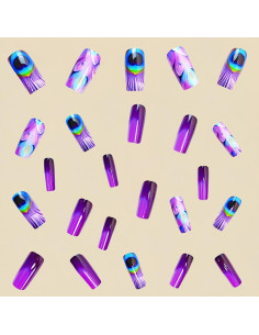 24 Uñas Postizas Moradas Medianas Cuadradas YEFIUO 2