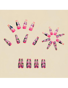 Uñas Postizas Rosadas Mariposa CHAONENG 24 Pcs Acrílicas 2
