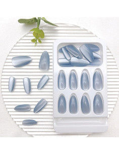 Uñas Postizas Cat Eye Azules 30 Pcs - Acrílicas Medianas 2