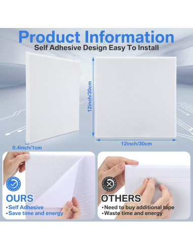 60 Paneles Acústicos Autoadhesivos Geosar 30x30 cm Blanco