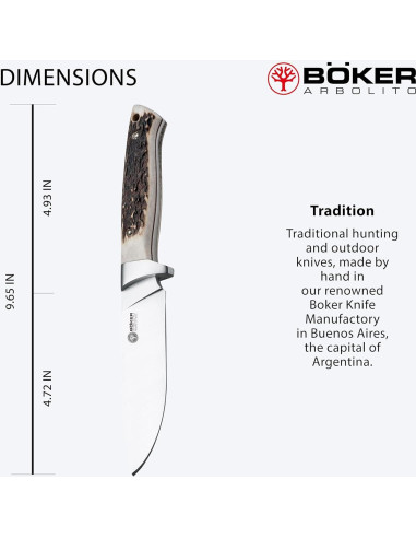 Cuchillo de Caza Fijo BOKER Arbolito 12.1 cm Acero N695