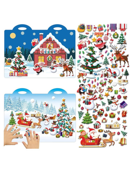200 Stickers Esponjosos 3D Navidad Ojustbeok para Niños