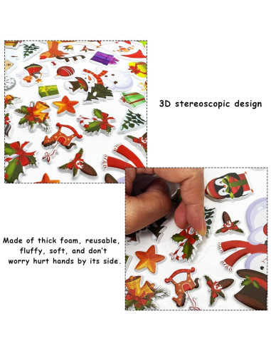 200 Stickers Esponjosos 3D Navidad Ojustbeok para Niños