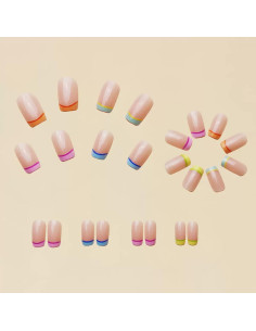 Uñas Postizas Cuadradas Acrílicas SPNBCQ 24 Pcs Coloridas 2