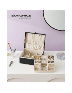 Caja de Joyería SONGMICS Negra 2 Capas con Asa Extraíble 20.5x24x11 cm 2