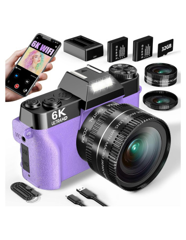 Cámara Digital 6K WIKICO WX02-6K 64MP Zoom 16X Pantalla 3"