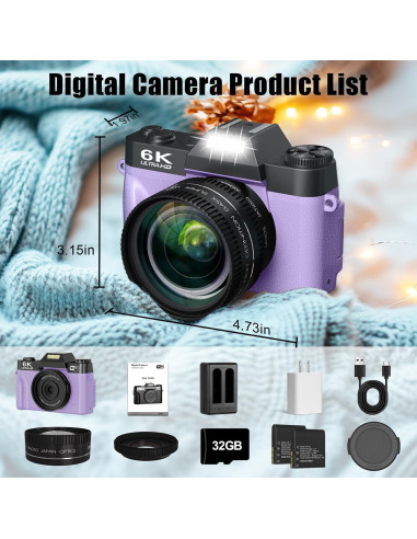 Cámara Digital 6K WIKICO WX02-6K 64MP Zoom 16X Pantalla 3"