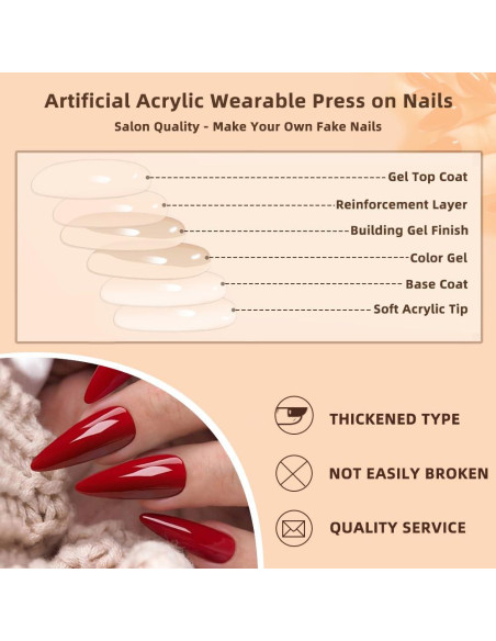 24 Uñas Postizas Cortas Cuadradas YEFIUO con Diseño Lazo