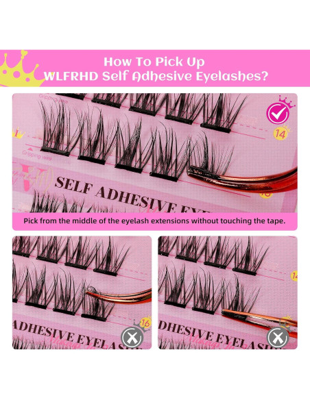 Pestañas Autoadhesivas WLFRHD 55 Pcs 8-16mm Reutilizables