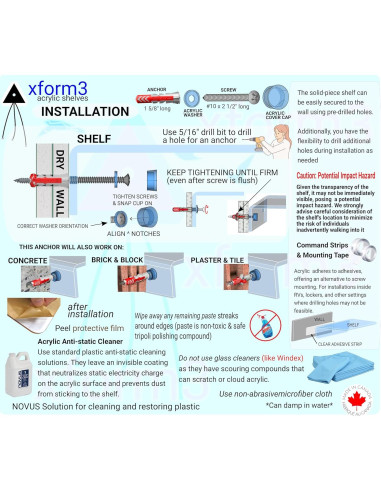 Estante Flotante Xform3 122 cm Acrílico Transparente Personalizable