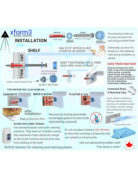 Estante Flotante Xform3 122 cm Acrílico Transparente Personalizable