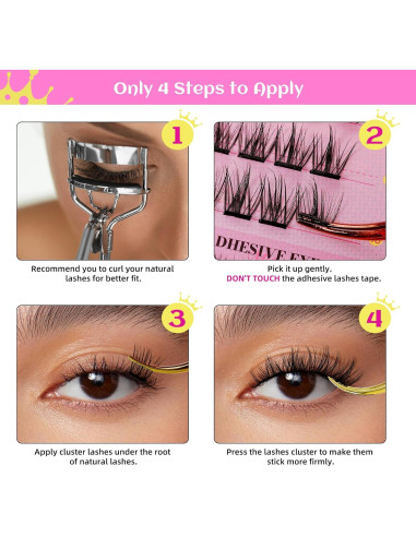 Pestañas Autoadhesivas WLFRHD 55 Pcs 8-16mm Reutilizables