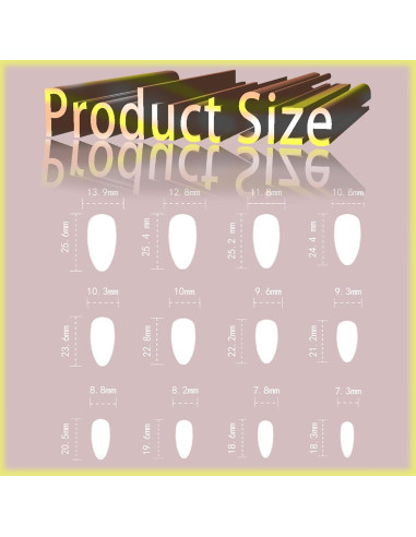 24 Uñas Postizas Almendra AROVFAM Brillo Marrón y Dorado