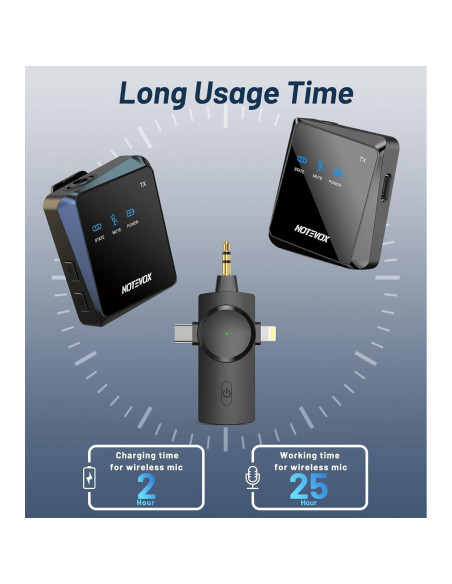 Micrófono Lavalier Inalámbrico NOTEVOX 3 en 1 USB-C Lightning Micrófono Lavalier Inalámbrico NOTEVOX 3 en 1 USB-C Lightning
