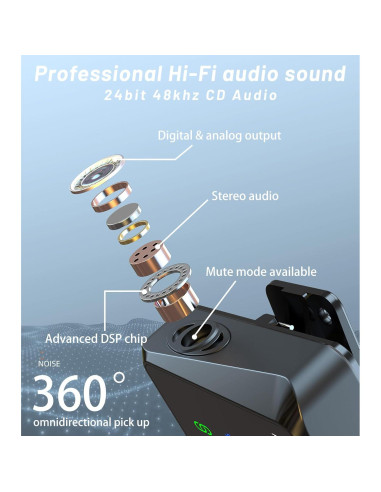 Micrófono Lavalier Inalámbrico NOTEVOX 3 en 1 USB-C Lightning