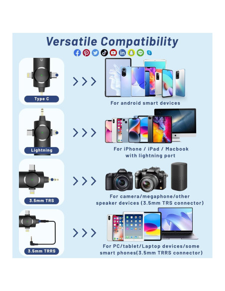 Micrófono Lavalier Inalámbrico NOTEVOX 3 en 1 USB-C Lightning Micrófono Lavalier Inalámbrico NOTEVOX 3 en 1 USB-C Lightning