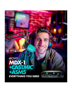 Kit de Podcast Movo MDX-1 con 2 Micrófonos Dinámicos y Brazos 2