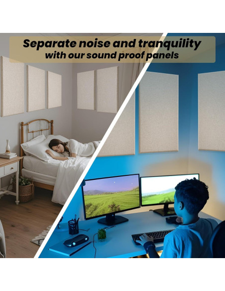 4 Paneles Acústicos Aislantes de Sonido 60x30 cm Camel