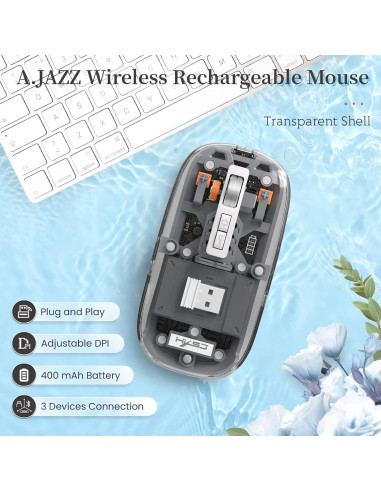 Ratón Inalámbrico A.JAZZ T900 Bluetooth 5.1 Recargable Negro