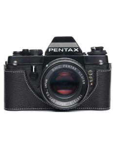 Funda de Cuero Real BolinUS para Cámara Pentax LX - Negro