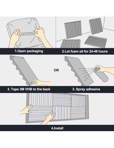 Kit de Paneles Acústicos de Espuma Winllyat 60 Piezas 30x30 cm