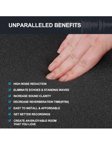 Kit de Paneles Acústicos de Espuma Winllyat 60 Piezas 30x30 cm